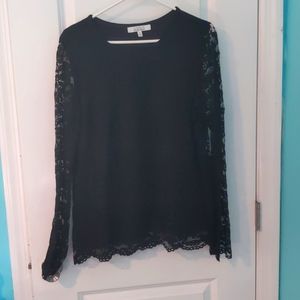 Ellen Tracy Medium Black Lace Top
